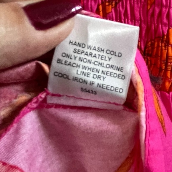 Sugarlips Passion Punch Giza Glare Smock Tiered Fuscia Floral Midi Dress SZ XS - Picture 9 of 16